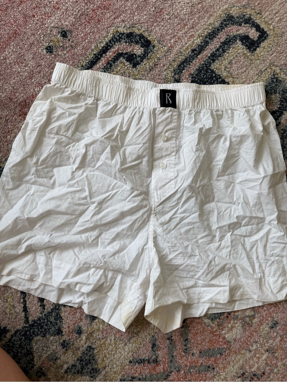 Realisation Par White Cotton Boxer Shorts size M
